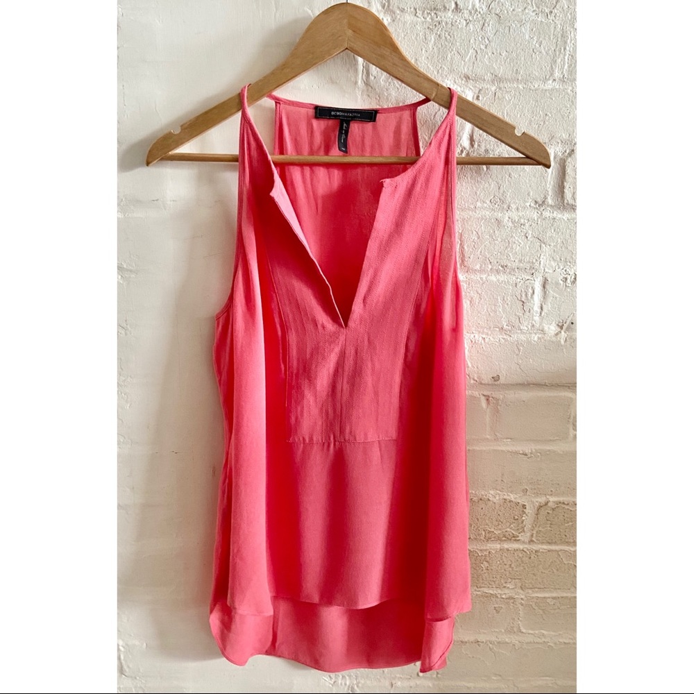 BCBGMaxAzria pink Vneck halter sleeveless tank top